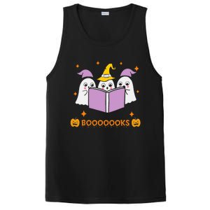 Ghost Book Reading Halloween Teacher Books Lover PosiCharge Competitor Tank