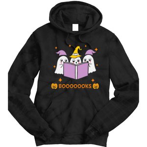 Ghost Book Reading Halloween Teacher Books Lover Tie Dye Hoodie