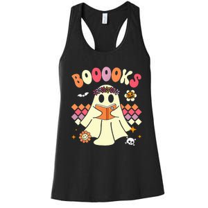 Ghost Book Reading Halloween Costume Teacher Books Lover Women's Racerback Tank