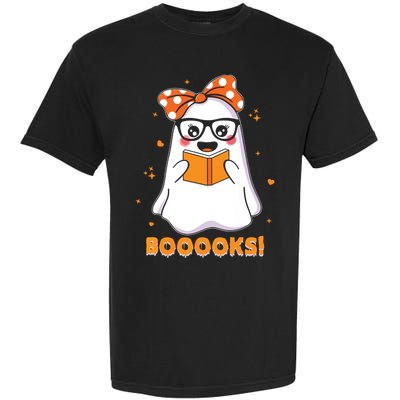 Ghost Book Reading Halloween Costume Teacher Books Lover Garment-Dyed Heavyweight T-Shirt