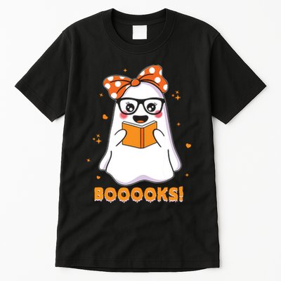 Ghost Book Reading Halloween Costume Teacher Books Lover Tall T-Shirt