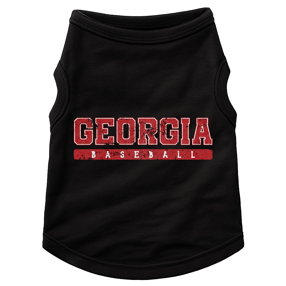 Georgia Baseball Red Vintage Text Doggie Tank