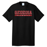 Georgia Baseball Red Vintage Text Tall T-Shirt