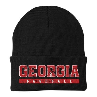 Georgia Baseball Red Vintage Text Beanie