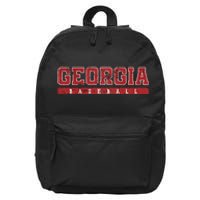 Georgia Baseball Red Vintage Text 16 in Basic Backpack