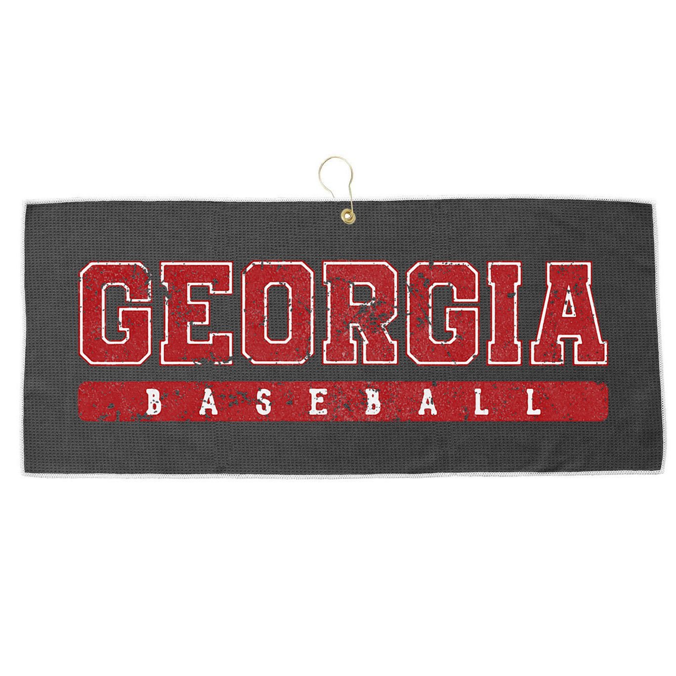 Georgia Baseball Red Vintage Text Large Microfiber Waffle Golf Towel