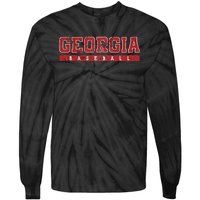 Georgia Baseball Red Vintage Text Tie-Dye Long Sleeve Shirt