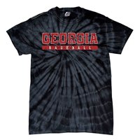 Georgia Baseball Red Vintage Text Tie-Dye T-Shirt