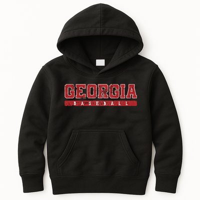 Georgia Baseball Red Vintage Text Kids Hoodie