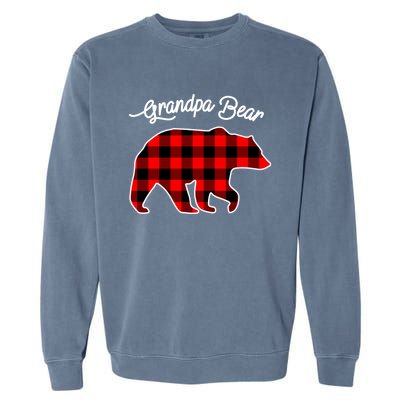 Grandpa Bear Red Plaid Matching Family Christmas Gift Garment-Dyed Sweatshirt