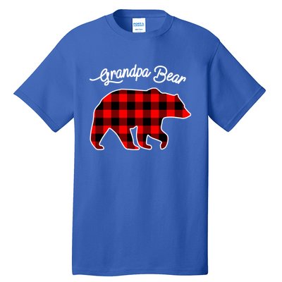 Grandpa Bear Red Plaid Matching Family Christmas Gift Tall T-Shirt