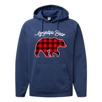 Grandpa Bear Red Plaid Matching Family Christmas Gift Performance Fleece Hoodie