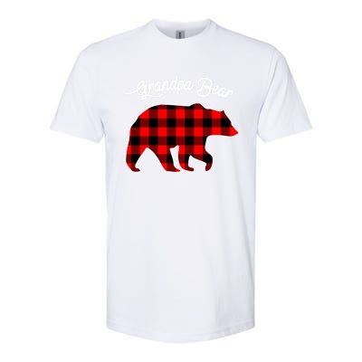 Grandpa Bear Red Plaid Matching Family Christmas Gift Softstyle® CVC T-Shirt