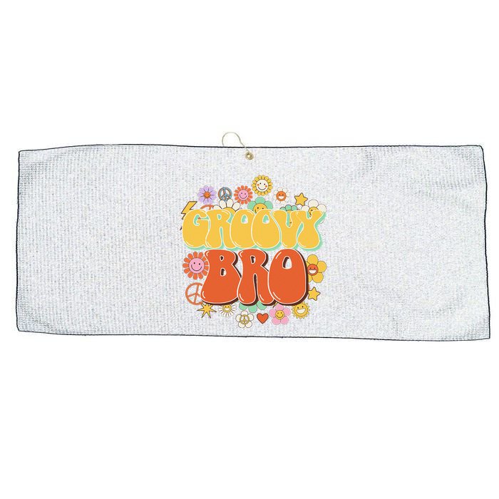 Groovy Bro, Retro Vintage Flower Groovy Brother Large Microfiber Waffle Golf Towel