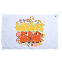 Groovy Bro, Retro Vintage Flower Groovy Brother Grommeted Golf Towel