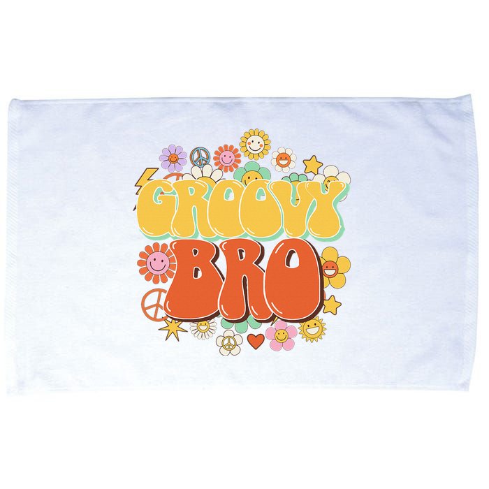 Groovy Bro, Retro Vintage Flower Groovy Brother Microfiber Hand Towel