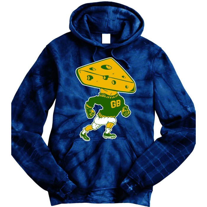 Green Bay Retro Mascot Cheese Head Man Tie Dye Hoodie