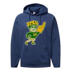 Green Bay Retro Style Packers Fan Go Pack Performance Fleece Hoodie