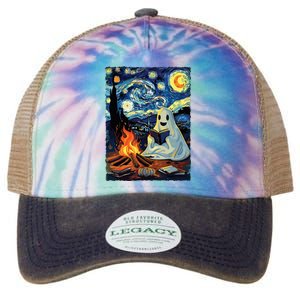 Ghost Book Reading Camping Halloween Van Gogh Starry Night Legacy Tie Dye Trucker Hat