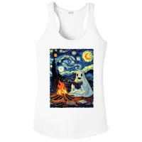 Ghost Book Reading Camping Halloween Van Gogh Starry Night Ladies PosiCharge Competitor Racerback Tank