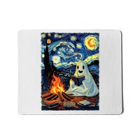 Ghost Book Reading Camping Halloween Van Gogh Starry Night Mousepad