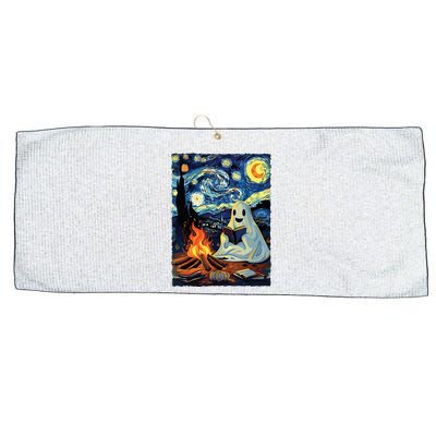 Ghost Book Reading Camping Halloween Van Gogh Starry Night Large Microfiber Waffle Golf Towel