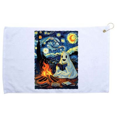 Ghost Book Reading Camping Halloween Van Gogh Starry Night Grommeted Golf Towel