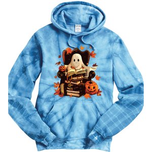 Ghost Book Reading Halloween Books Lover Teacher Tie Dye Hoodie