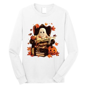 Ghost Book Reading Halloween Books Lover Teacher Long Sleeve Shirt