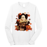 Ghost Book Reading Halloween Books Lover Teacher Long Sleeve Shirt