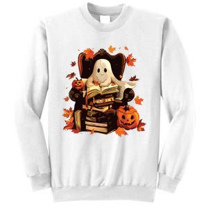 Ghost Book Reading Halloween Books Lover Teacher Sweatshirt