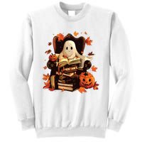 Ghost Book Reading Halloween Books Lover Teacher Sweatshirt