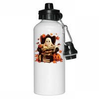 Ghost Book Reading Halloween Books Lover Teacher Aluminum Water Bottle