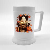 Ghost Book Reading Halloween Books Lover Teacher Beer Stein