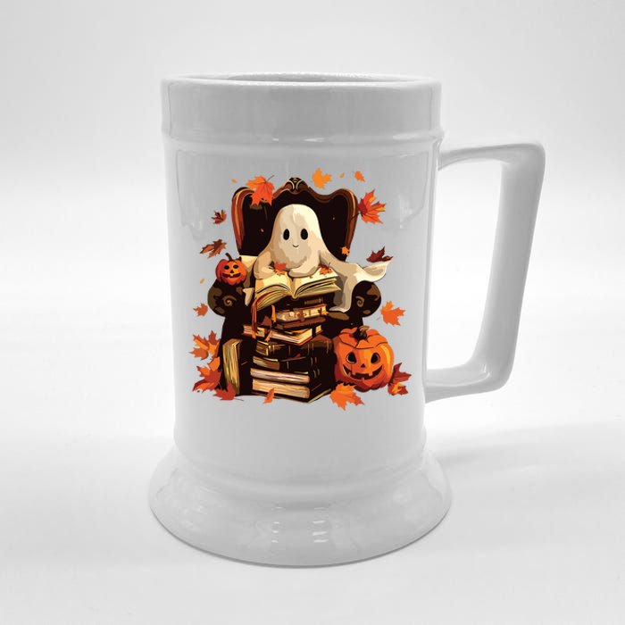 Ghost Book Reading Halloween Books Lover Teacher Beer Stein