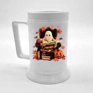 Ghost Book Reading Halloween Books Lover Teacher Beer Stein