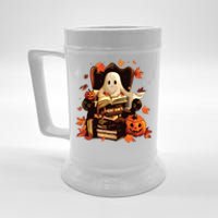 Ghost Book Reading Halloween Books Lover Teacher Beer Stein