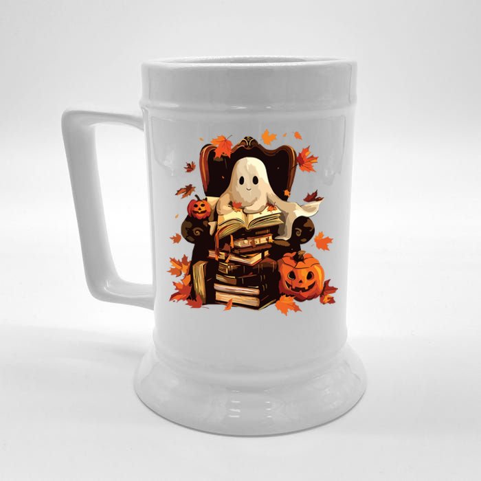 Ghost Book Reading Halloween Books Lover Teacher Beer Stein