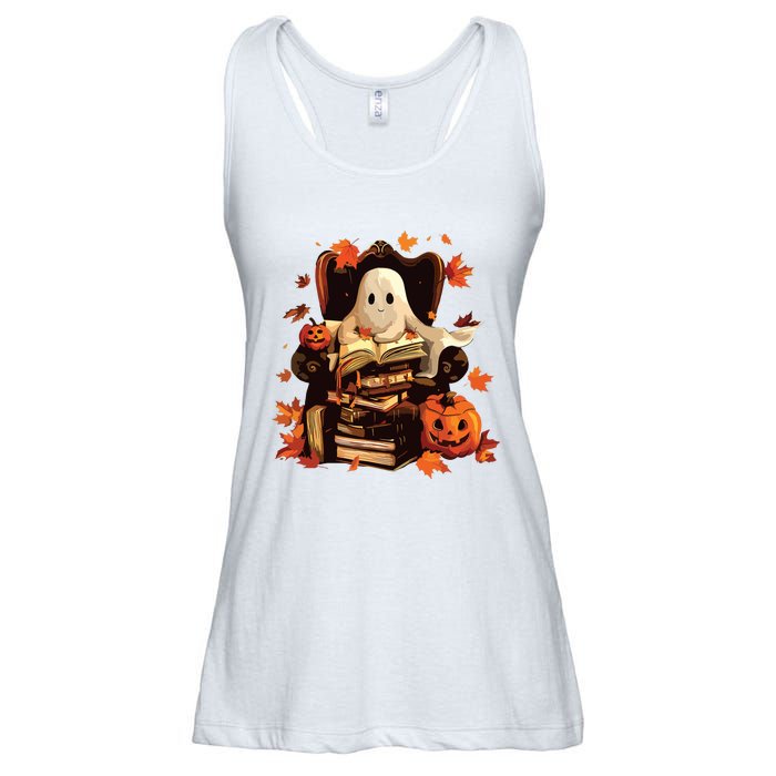 Ghost Book Reading Halloween Books Lover Teacher Ladies Essential Flowy Tank