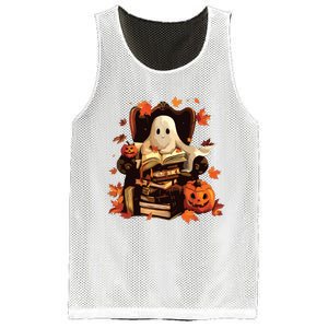 Ghost Book Reading Halloween Books Lover Teacher Mesh Reversible Basketball Jersey Tank