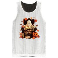 Ghost Book Reading Halloween Books Lover Teacher Mesh Reversible Basketball Jersey Tank