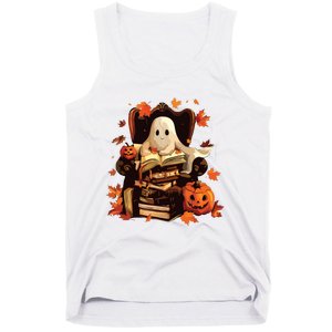 Ghost Book Reading Halloween Books Lover Teacher Tank Top