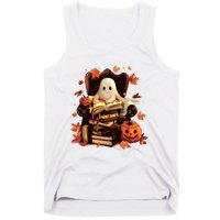 Ghost Book Reading Halloween Books Lover Teacher Tank Top