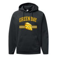 Green Bay Retro Vintage Classic Wisconsin Gift Performance Fleece Hoodie