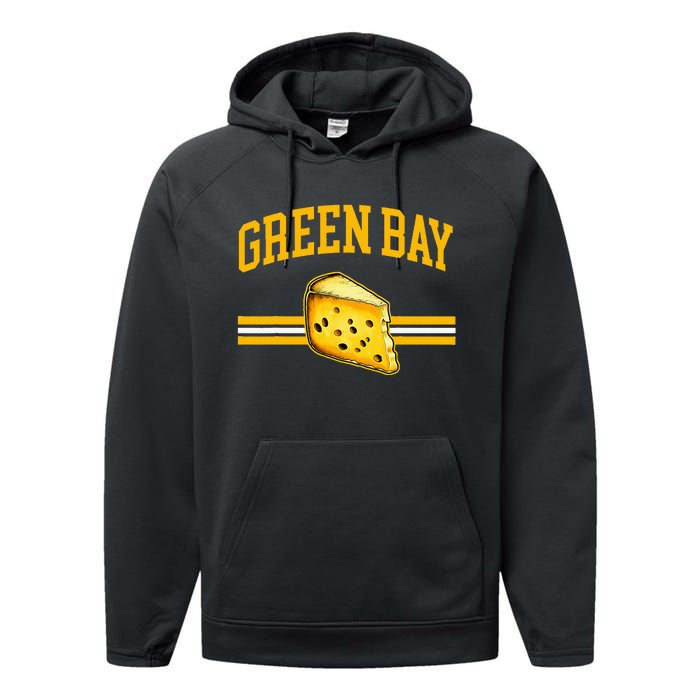 Green Bay Retro Vintage Classic Wisconsin Gift Performance Fleece Hoodie