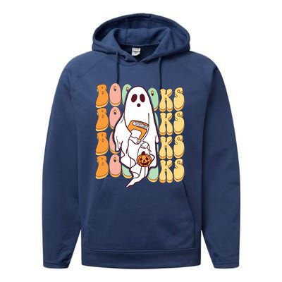 Ghost Book Reading Halloween Costume Teacher Books Lover Performance Fleece Hoodie