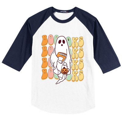 Ghost Book Reading Halloween Costume Teacher Books Lover Baseball Sleeve Shirt