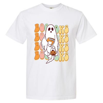 Ghost Book Reading Halloween Costume Teacher Books Lover Garment-Dyed Heavyweight T-Shirt