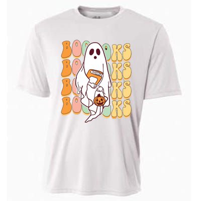 Ghost Book Reading Halloween Costume Teacher Books Lover Cooling Performance Crew T-Shirt