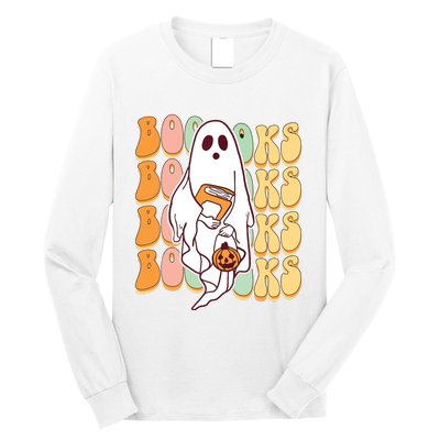 Ghost Book Reading Halloween Costume Teacher Books Lover Long Sleeve Shirt